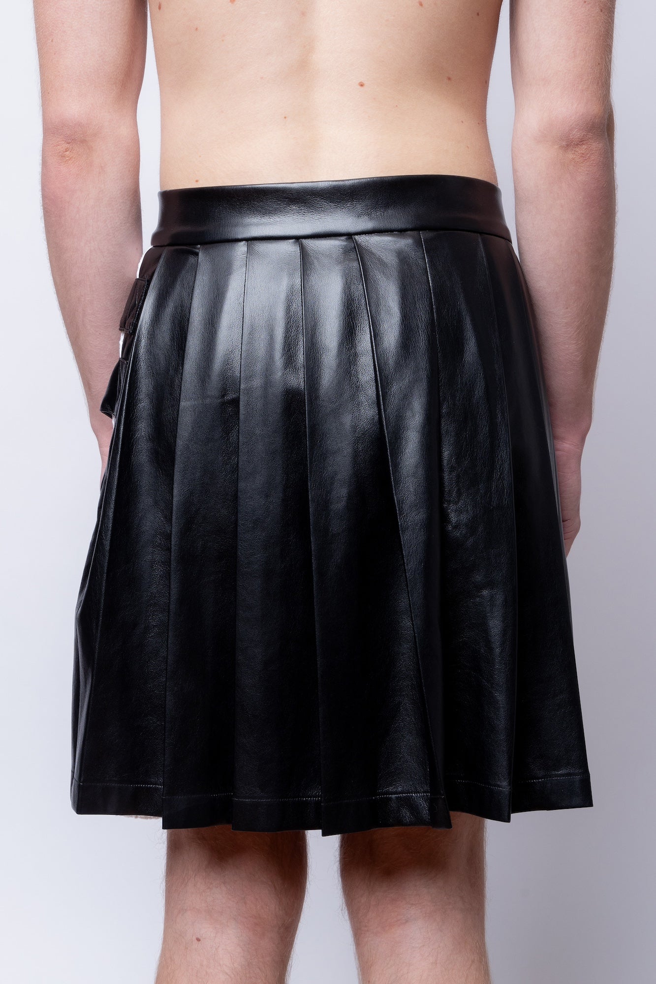 FANG  Pointelle/Leather Mix Media Midi Skirt 